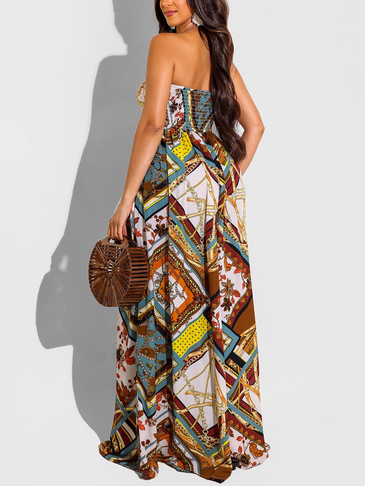 Tie Dye Strapless Jumpsuit