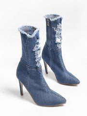 Jeansstiefel mit hohem Absatz