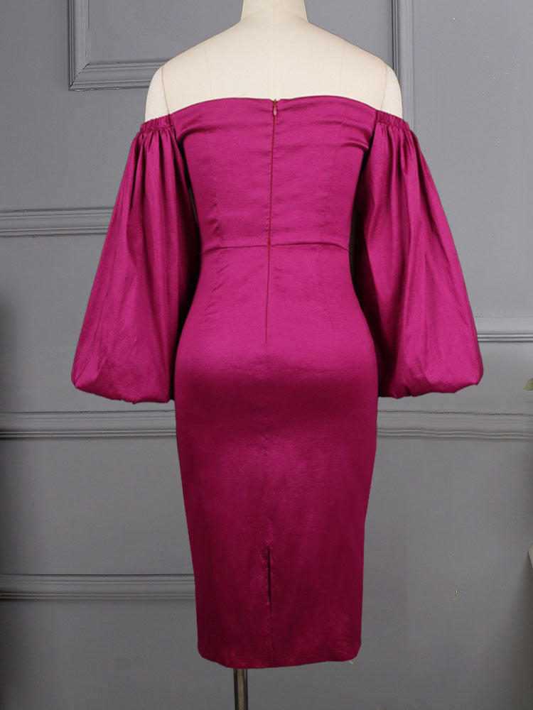 Lantern Sleeve Evening Dress