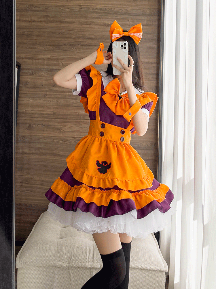 Vestido de mucama de calabaza para Halloween