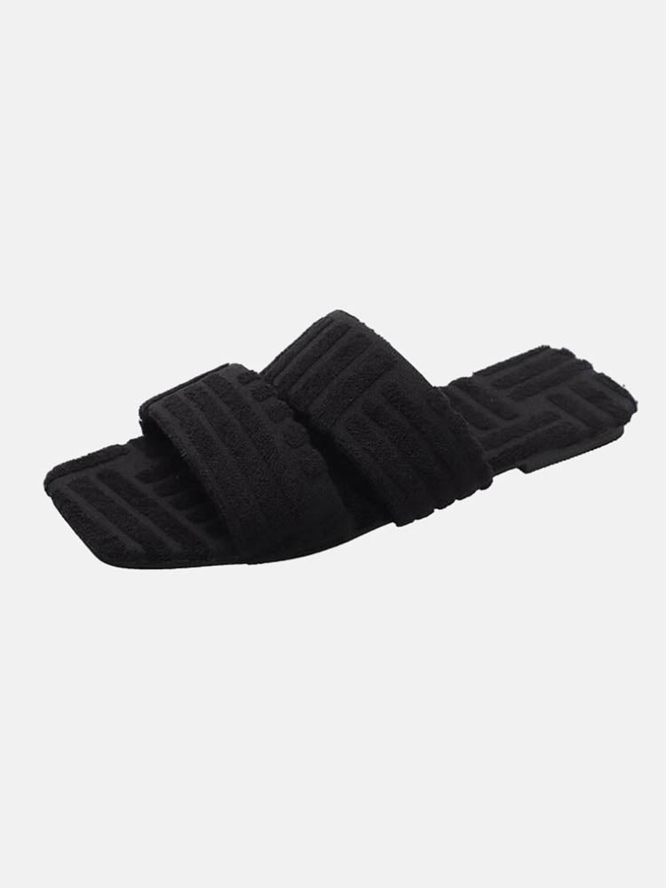 Toweling Flat Heel Slides