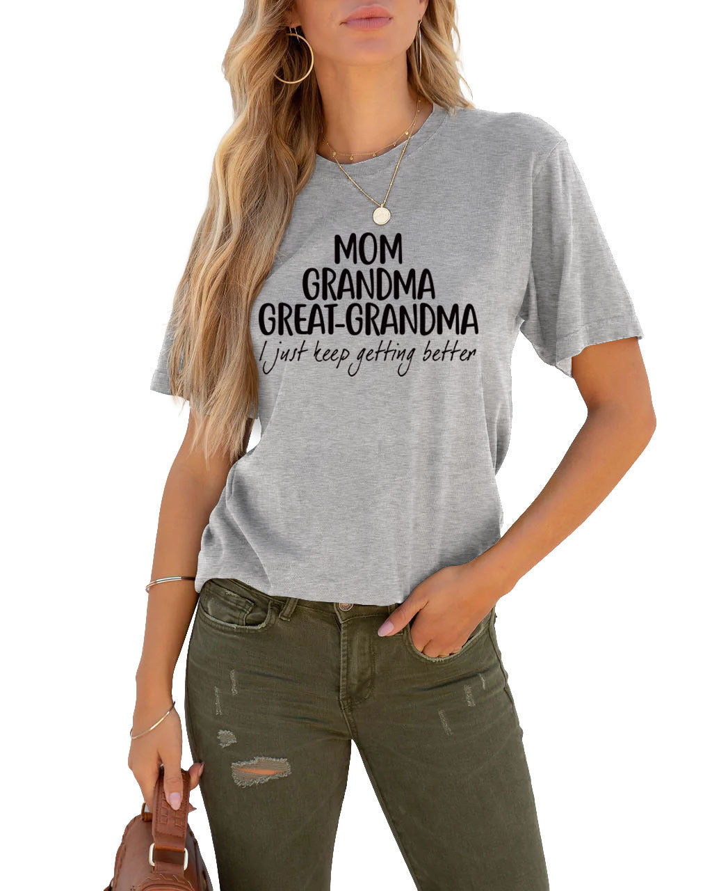 Camiseta con letras de mamá y abuela