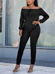 Off Shoulder Long Sleeve Jumpsuit