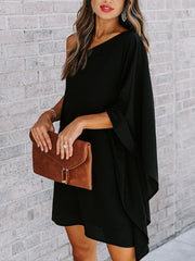 One Shoulder Batwing Sleeve Mini Dress