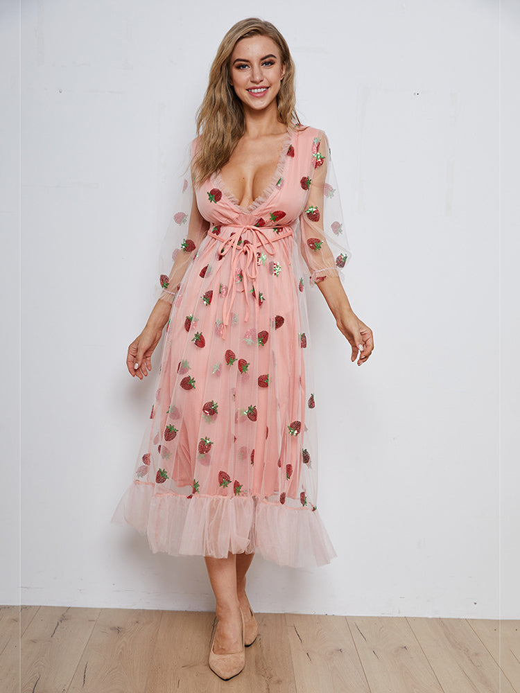 Strawberry Sequin Sweet Dress