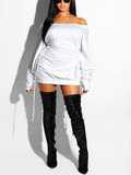 Lace Up Off Shoudler Mini Dress