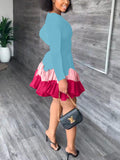 Color Block Ruffle Mini Dress