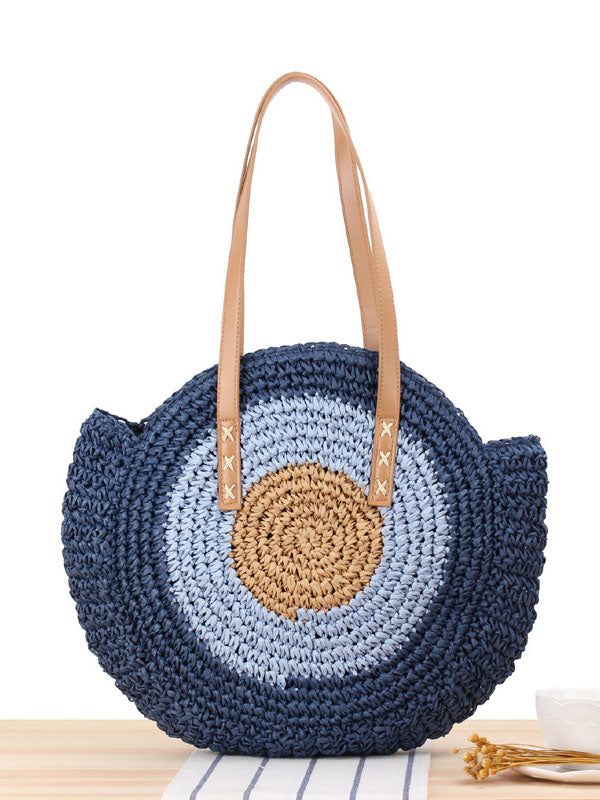 Vintage Round Straw Beach Bag