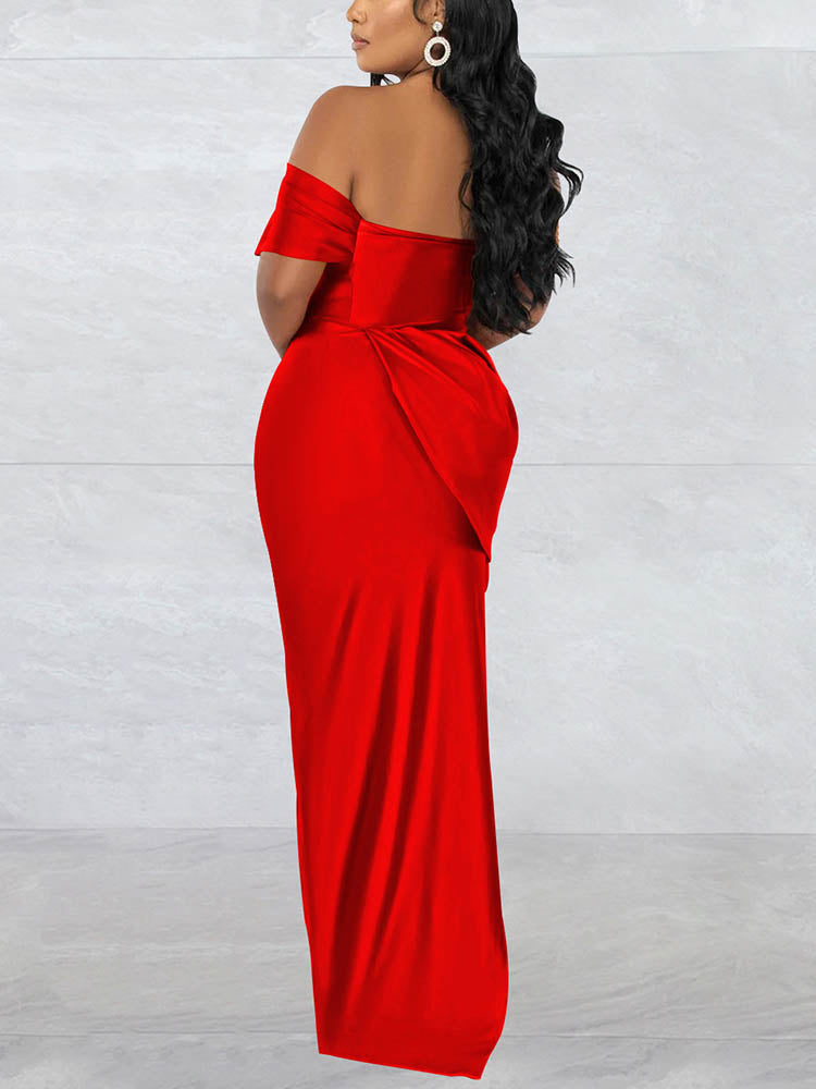 Corset Style High Slit Maxi Dress