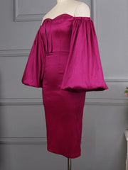 Lantern Sleeve Evening Dress