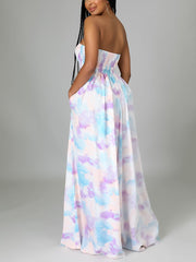 Tie Dye Strapless Jumpsuit