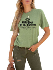 Camiseta con letras de mamá y abuela