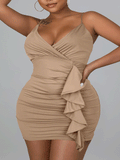 Ruched Spaghetti Strap Mini Dress