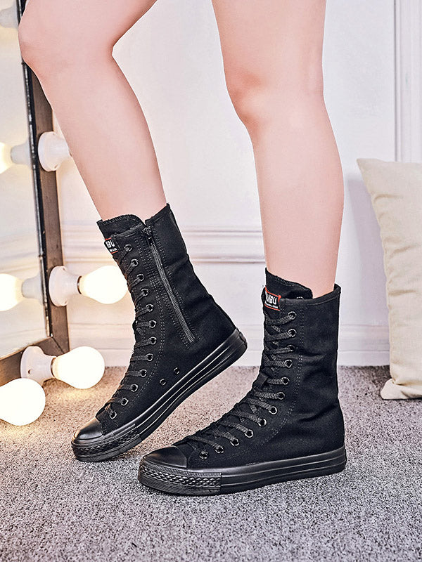 Lace-up Canvas Boots