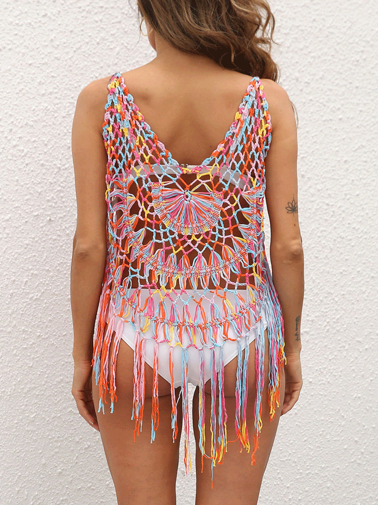 Crochet Tassels Cover Up Tops