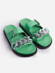 Chain Decor Double Buckles Sandals