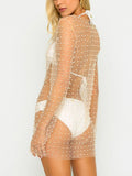 Pearl Rhinestone Cover-up Beach Dress
