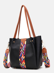 Colorful Strap Bucket Leather Bags