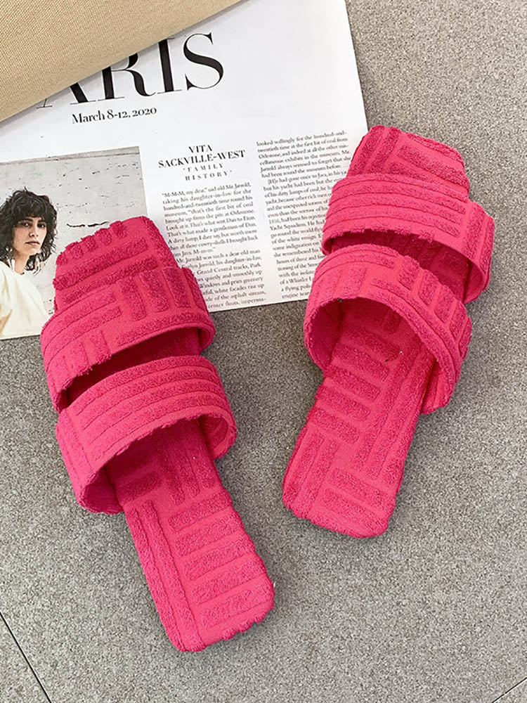 Toweling Flat Heel Slides