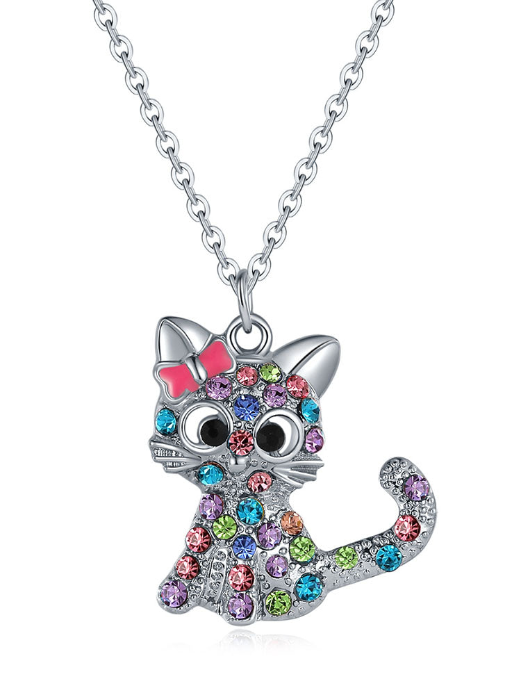 Conjunto de joyas de gato de cristal