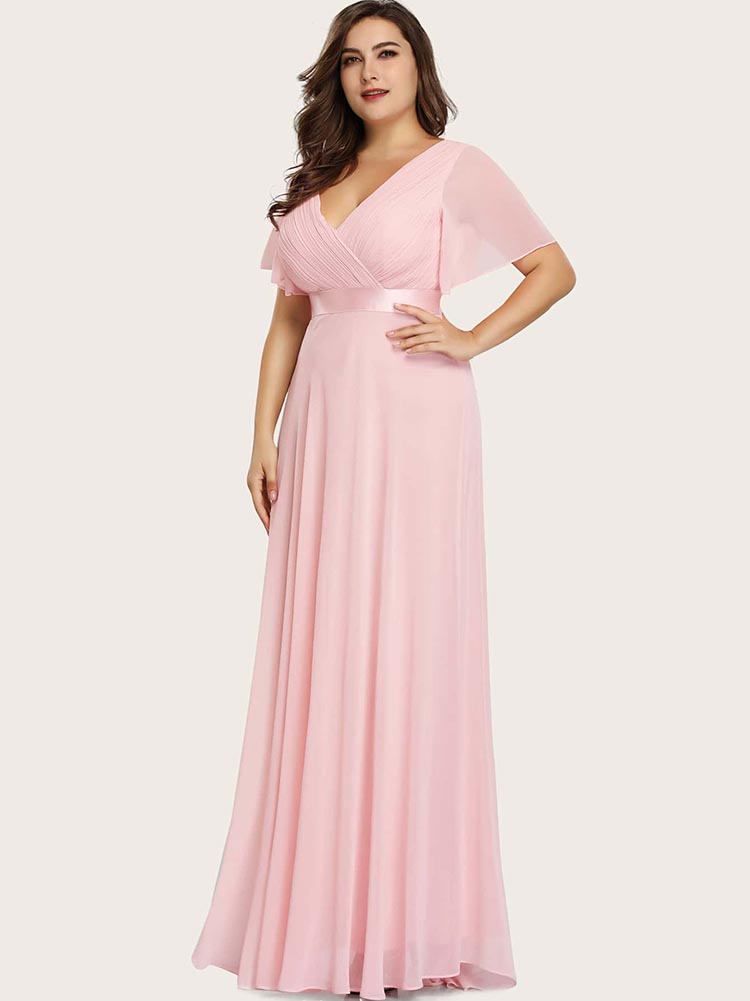 Elegant Flutter Sleeves Square Chiffon Dresses With Slit Emerald main image 0