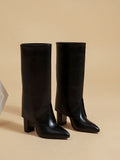 PU Leather Chunky Heel Boots