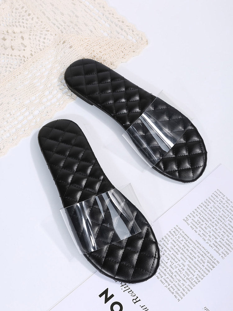 Clear Band Slide Flat Slippers