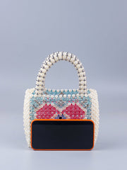 Colorblock Beaded Square Bag