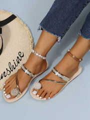 Rhinestone Decor Flat Sandals