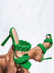 Braided Open Toe Stiletto Heels