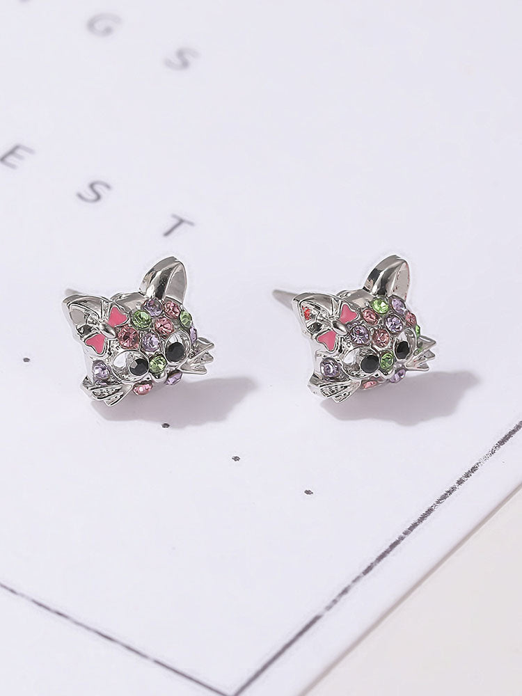 Conjunto de joyas de gato de cristal