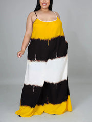 Colorblock Spaghetti Strap Maxi Dress