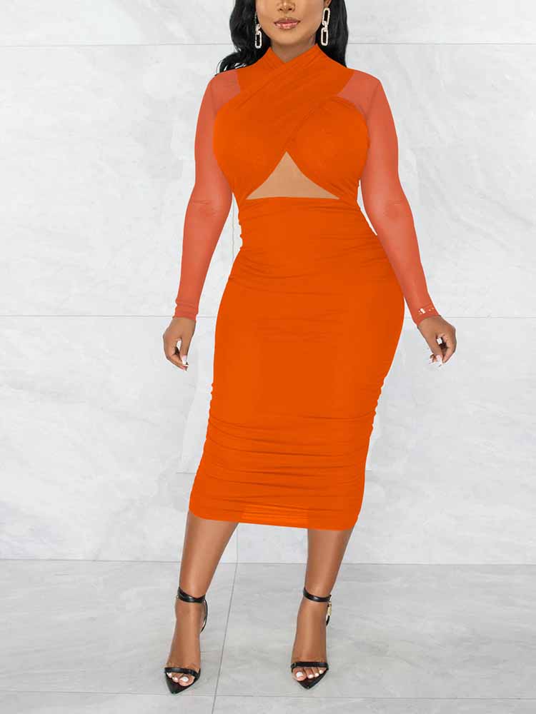 Bodycon Mesh Cut Out Party Dresses