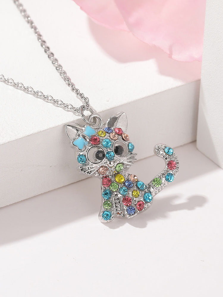 Conjunto de joyas de gato de cristal