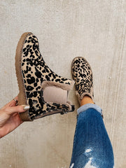 Leopard Back Zipper Booties