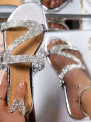 Zapatillas de punta redonda con diamantes de imitación