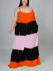 Colorblock Spaghetti Strap Maxi Dress