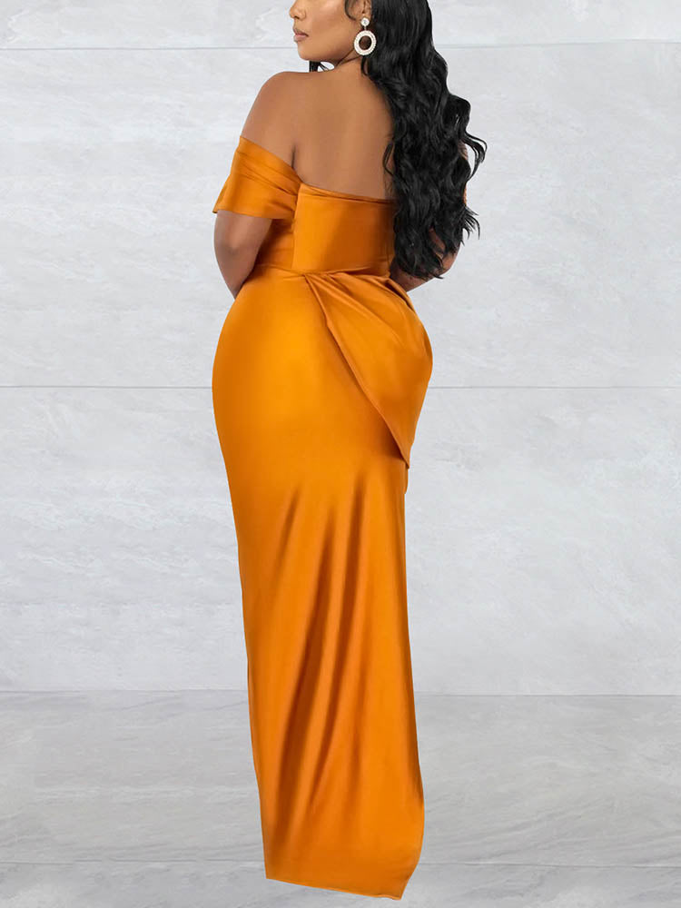 Corset Style High Slit Maxi Dress