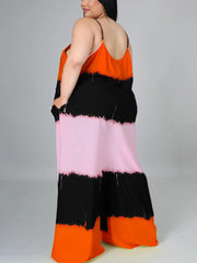 Colorblock Spaghetti Strap Maxi Dress