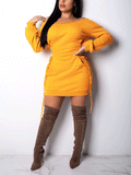Lace Up Off Shoudler Mini Dress