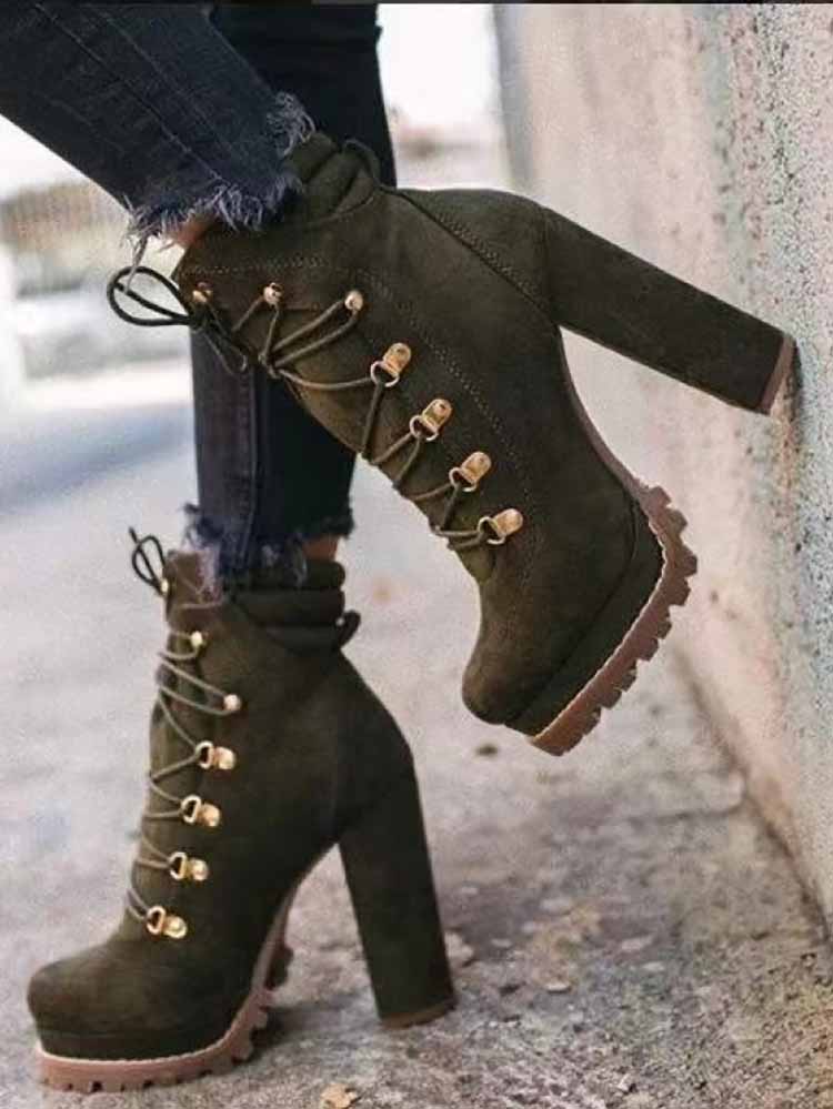 Suede Chunky Heel Booties