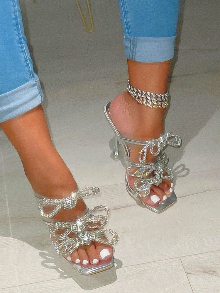 Bow Rhinestone Heels