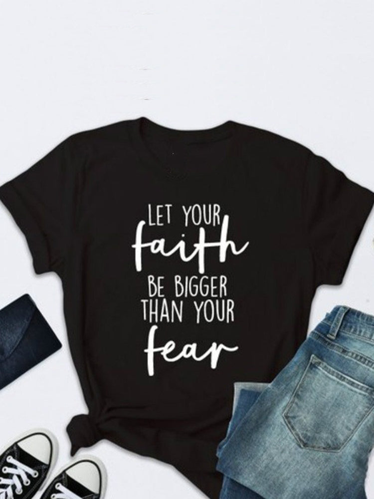 Faith Letter Print Casual T-Shirt