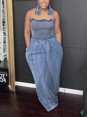 Halter Sleeveless Wide Leg Jumpsuit