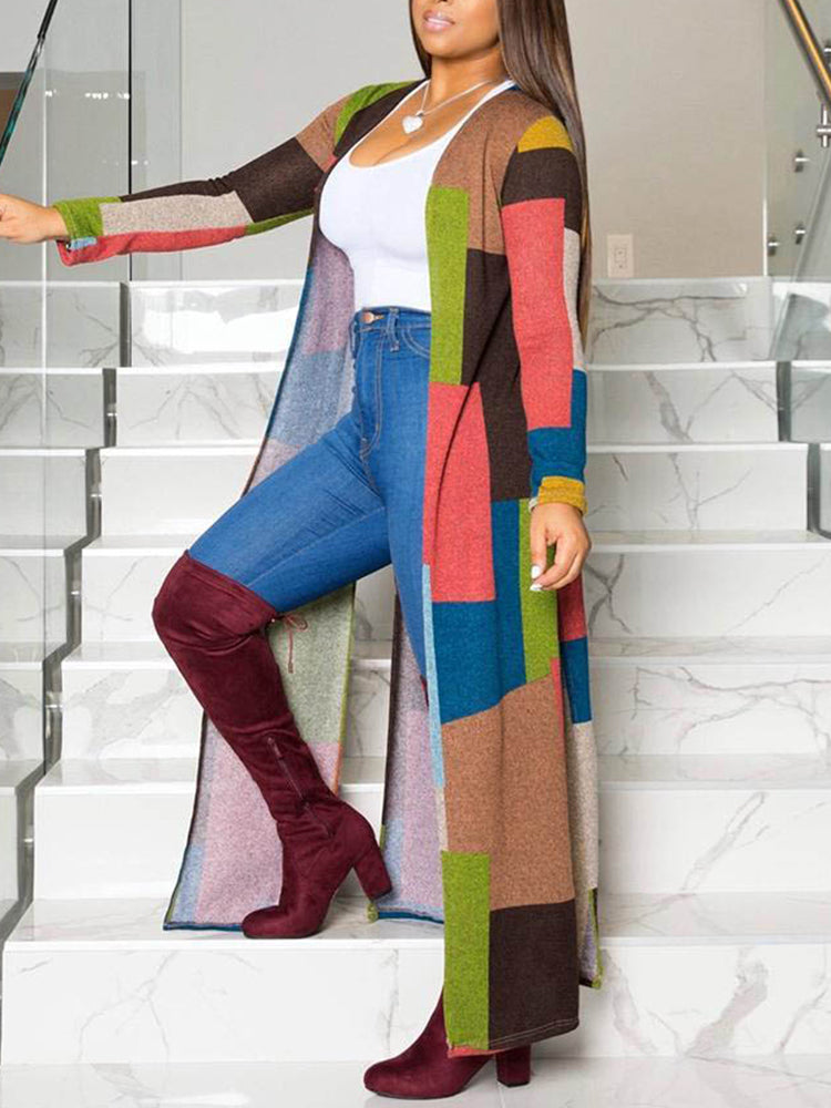 Casual Color Block Cardigan