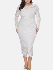 Elegant Long Sleeve Lace Maxi Dress