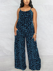 Leopard Spaghetti Strap Jumpsuit