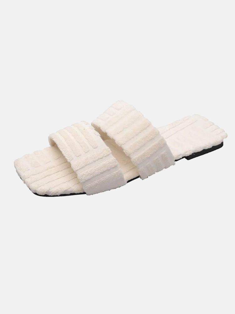 Toweling Flat Heel Slides