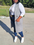 Solid Knitted Cardigan Vest