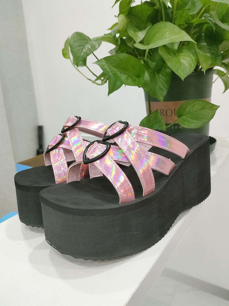 Sandalias de plataforma casuales con forma de corazón